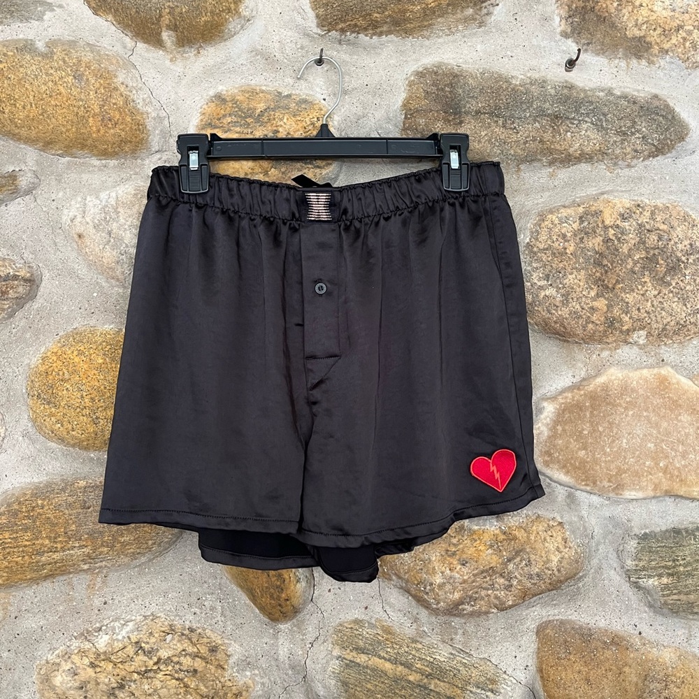Savage X Fenty Black Boxers with Red Heart Accent
